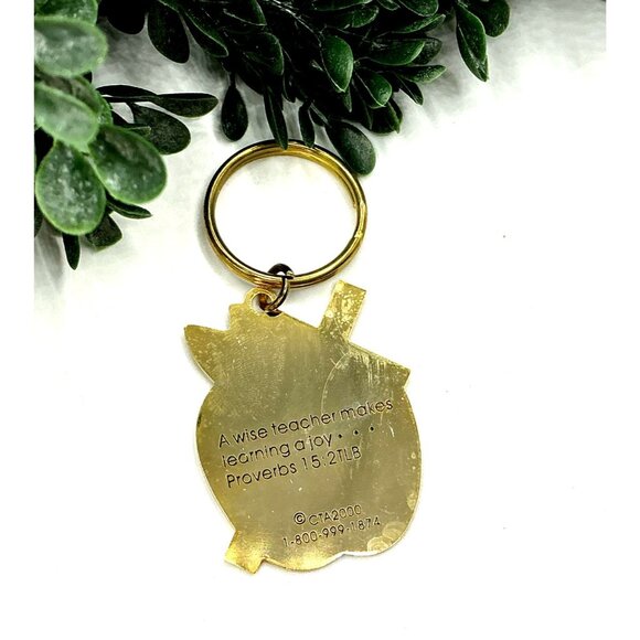 Special Teacher Apple Keychain With Gold Accents - Picture 4 of 4